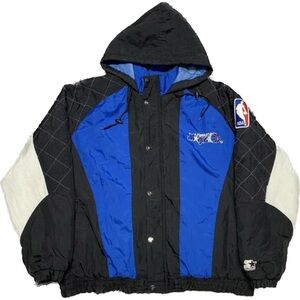 NBA Vintage 90s Orlando Magic Starter Black and Blue Puffer Jacket